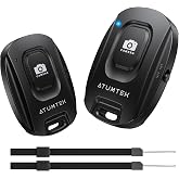 ATUMTEK Camera Remote Shutter for iPhone and Android Smartphones (2 Pack), Wireless Phone Remote Control Selfie Button for Photos and Videos (Bluetooth 5.2), Wrist Strap Included, Black
