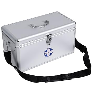 SONGMICS Verbandkasten leer, Box mit 2 Schichten aus Alu 40 x 20,5 x 22,5 cm JBC36S