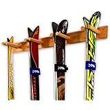 StoreYourBoard Timber Ski Wall Rack, 4 Pairs of Skis Storage, Wood Home and Garage Mount System