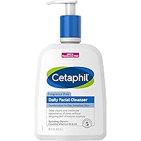 Cetaphil Face Wash, Daily Facial Cleanser for Sensitive, Combination to Oily Skin, NEW 16 oz, Fragrance Free,Gentle Foaming, 