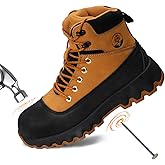 Peeldicou Mens work boots Composite Toe Boots for Men Genuine Leather Rubber Sole No Slip Waterproof Shoes Industrial & Construction Safety boots