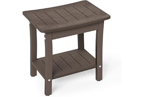 Homenjoy HDPE Shower Bench Stool, Waterproof Shower Seat for Inside Shower, Shower Stools for Shaving Legs with Storage Shelf for Bathroom, Dark Brown