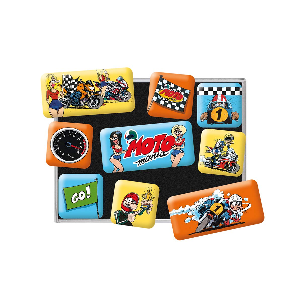 Nostalgic-Art MOTOmania - The Winner Takes It All - Retro Fridge Magnets - Gift Idea for Bikers - Magnet Set for Magnetic Board - Vintage Design