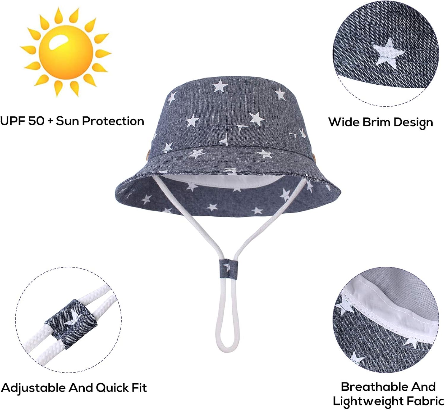 Zando Baby Girl Sun Hat Infant Wide Brim Hats Kids Summer Outdoor Baby Boy Hats Toddler Beach Cap Bucket Hat: Clothing