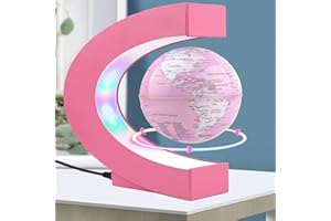 DCAUT Self-rotating Magnetic Levitating Globe with LED Lights FloatsMulti-color Variable Globe, Desktop Decoration Globe, Best Gift for Lady | Mother | Wife | Girlfriend | Girl, Christmas gifts (Pink)