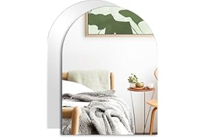 QEEYON 16" x 12" x 2Pcs Arched Bathroom Mirror, High Clear Glass Arch Wall Mirror for Bathroom, Vanity, Living Room, Bedroom, Entryway