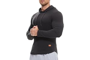 JMIERR Men's Long Sleeve Hoodies T Shirt Casual Longline Drawstring Hoodie Pullovers Athletic Sweatshirt T-Shirts