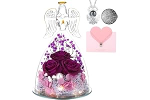 ANWEAO Mothers Day Rose Gifts for Mom,Glass Angel Figurine with Three Roses Gifts,Forever Real Rose Gifts, Angel Gifts for women,Angel Guardian with Rose Gift On Mothers Day Anniversary Wedding