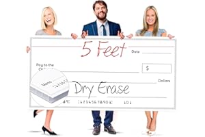 PIXELVERSE DESIGN Big Checks for Presentations, 30" x 60" - Giant Dry Erase Check - Large, Fake, Blank, Oversized for Fundraisers, Retirement, Charity & Donation Events