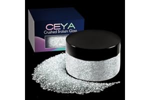 Ceya 5.3oz/ 150g Crushed Irregular Glass Clear Metallic Crystal Chip Broken Glass Chips Glitter 2-4mm Craft Chunky Glitter fo