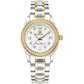 Gosasa Luxury Women's Automatic Watch Fashion Analog Stainless Steel Link Waterproof Ladies Dress Watch