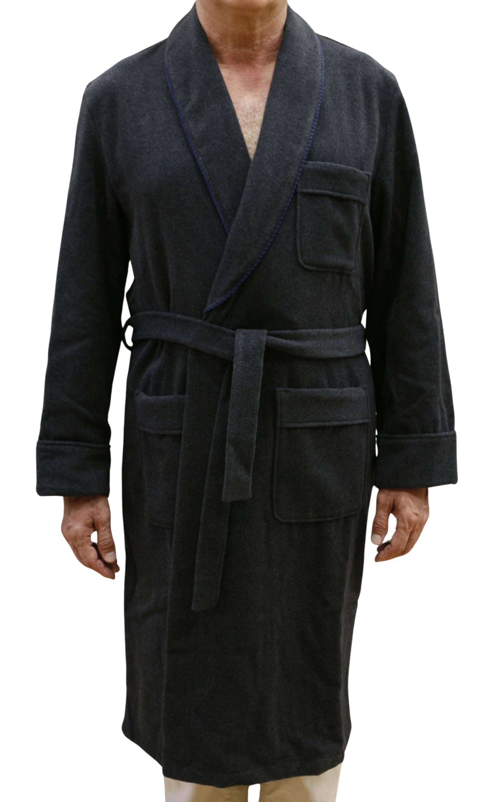 Photo 1 of Men's Dressing Gown in Wool and Cashmere model Classic Shawl art. Londra (US, Alpha, Large, Regular, Regular, Grey)