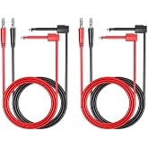 Goupchn 4PCS 4mm Banana Plug to Test Hook Clips Test Leads | Red&amp;Black Copper Soft Cable Wires, For Multimeter Electrical Testing, 500V 5A