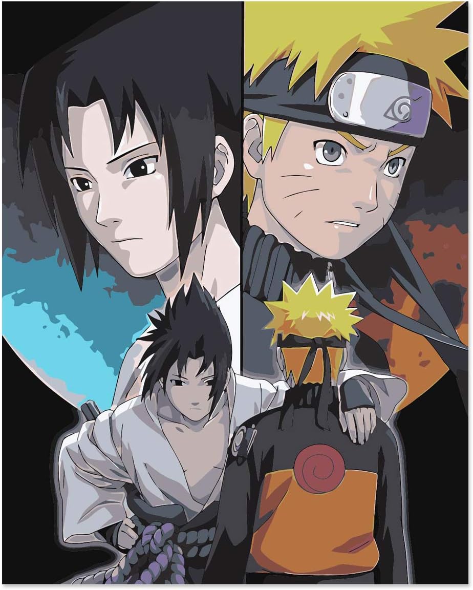 Amazon Com Twenst Paint By Numbers For Adults Naruto Diy Painting By Numbers Kits For Children Living Room Bedroom Decoration 16 X 20 Naruto Sasuke
