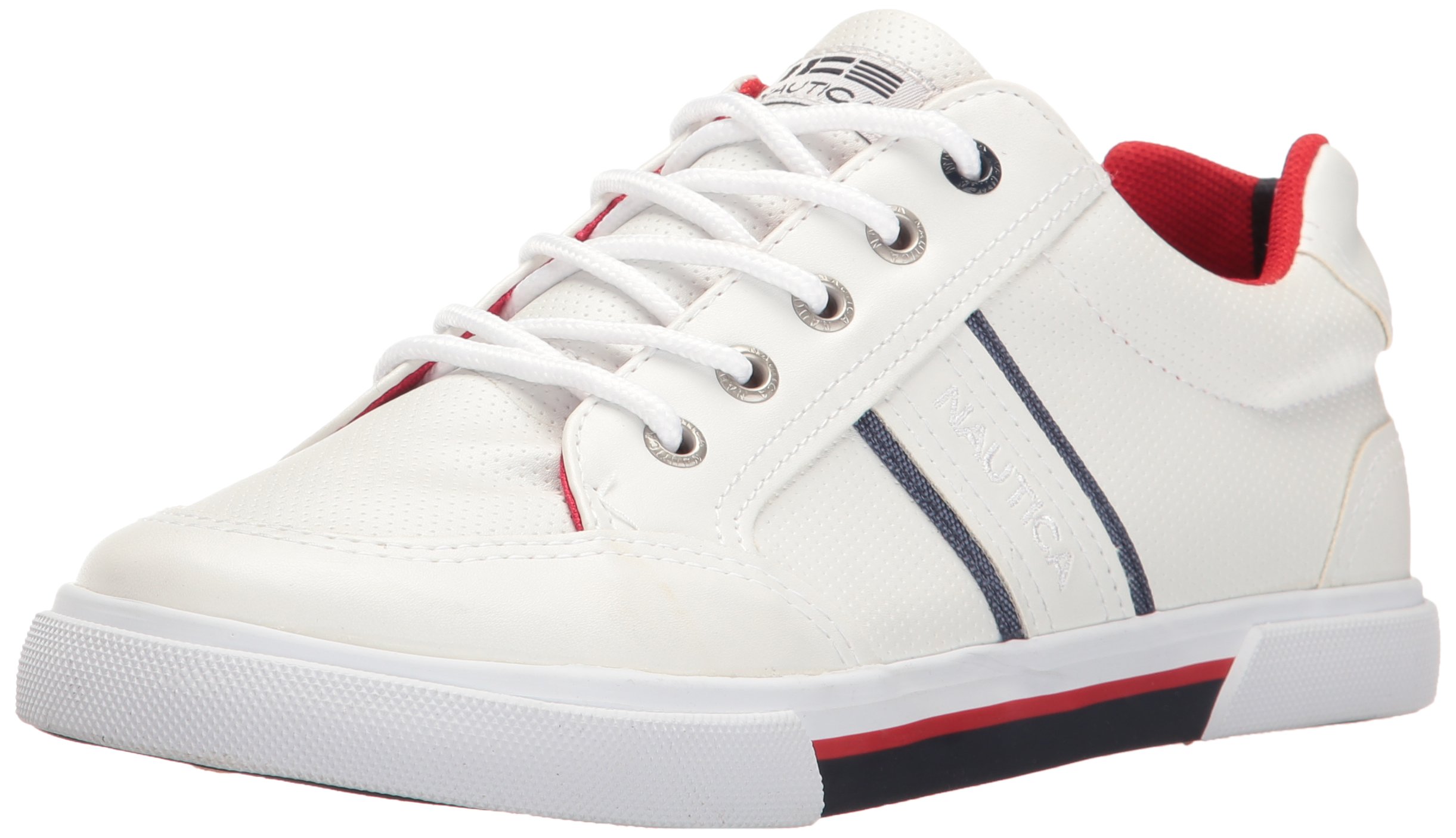Galleon Nautica Boys' Hull Sneaker, White/Red, 6 M US Big Kid
