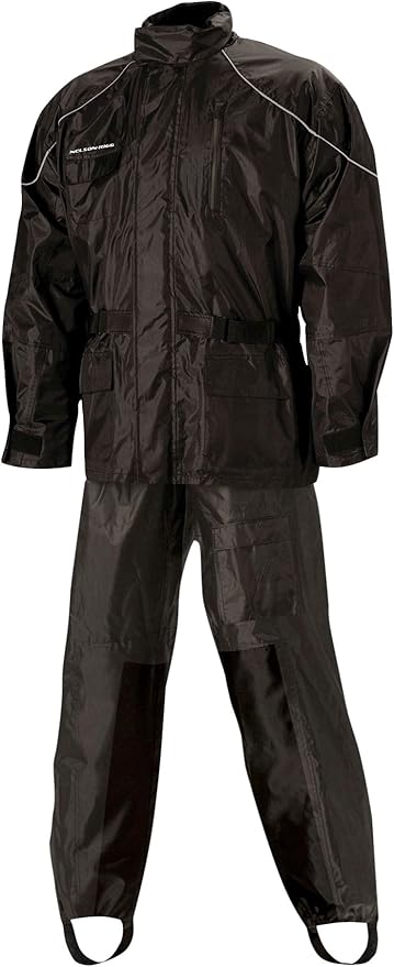 Nelson Rigg Unisex Adult AS-3000-BLK-01-SM Aston Motorcycle Rain Suit 2-Piece, (Black, Small 