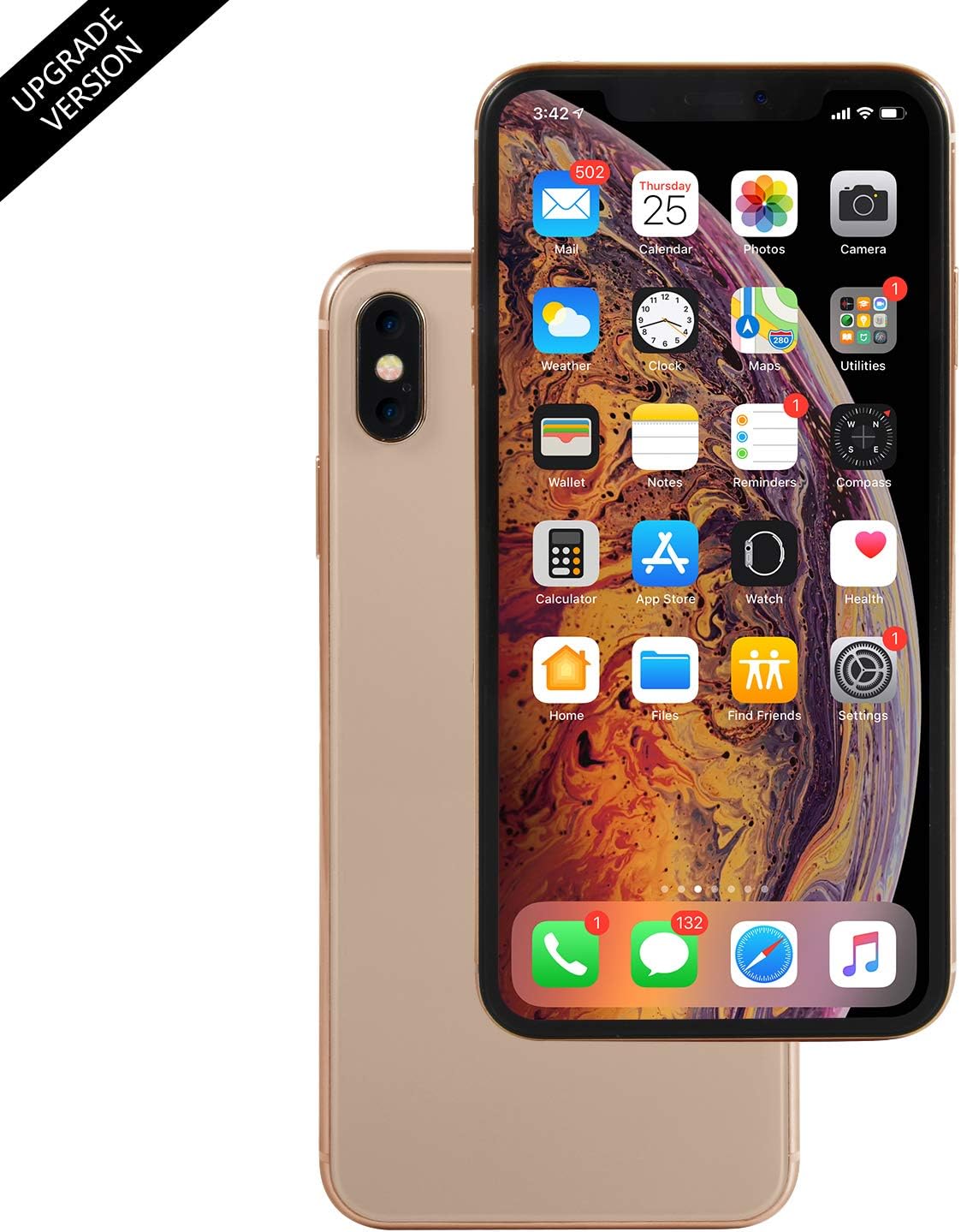 Metal Dummy Fake Phone Model For Phone Xs Max 10s 6.5 inch Non-Working 1:1 Scale Prank Toy Case (Gold HomeScreen)