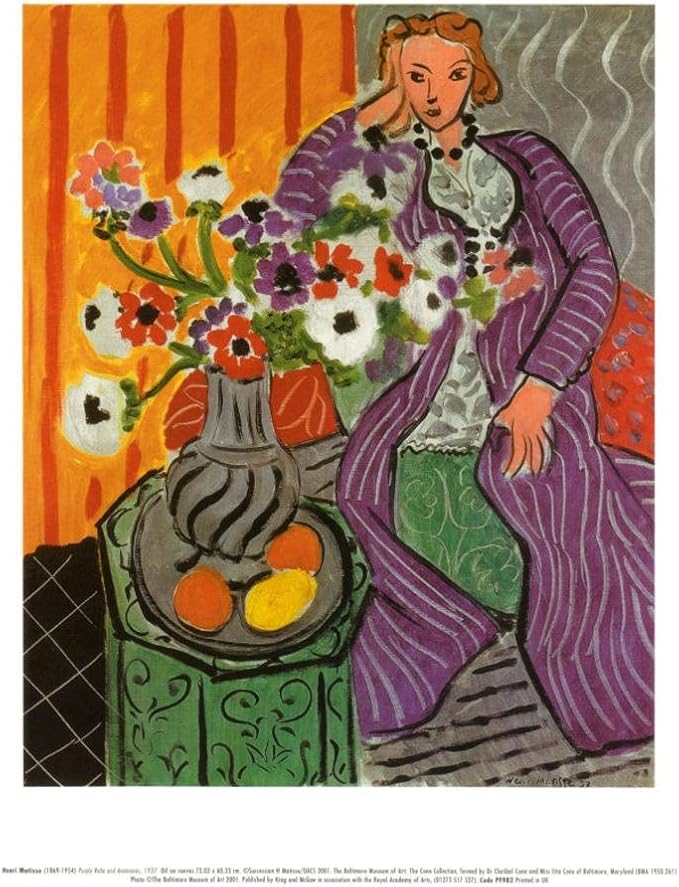 Purple Robe and Anemones 1937 Art Print by Henri Matisse 11