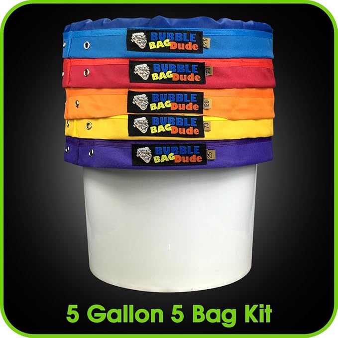 BUBBLEBAGDUDE Bubble Bags 5 Gallon 5 Hash Bag Set Herbal Ice Bubble