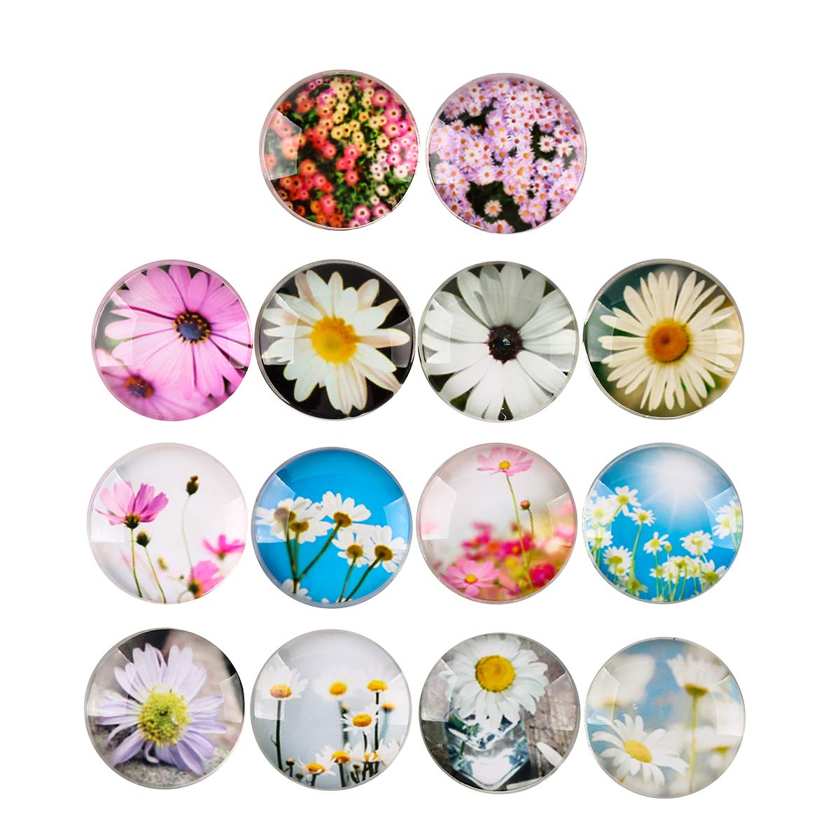 14pcs Beautiful Glass Refrigerator Magnets, Pretty Fridge Magnets For Office Cabinets Whiteboards, Perfect Decorative Magnets For Home (Flower)
