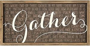 Dicksons Gather Acts 2:46 Mocha with Vanilla Script 20 x 10 Wood Wall Sign Plaque