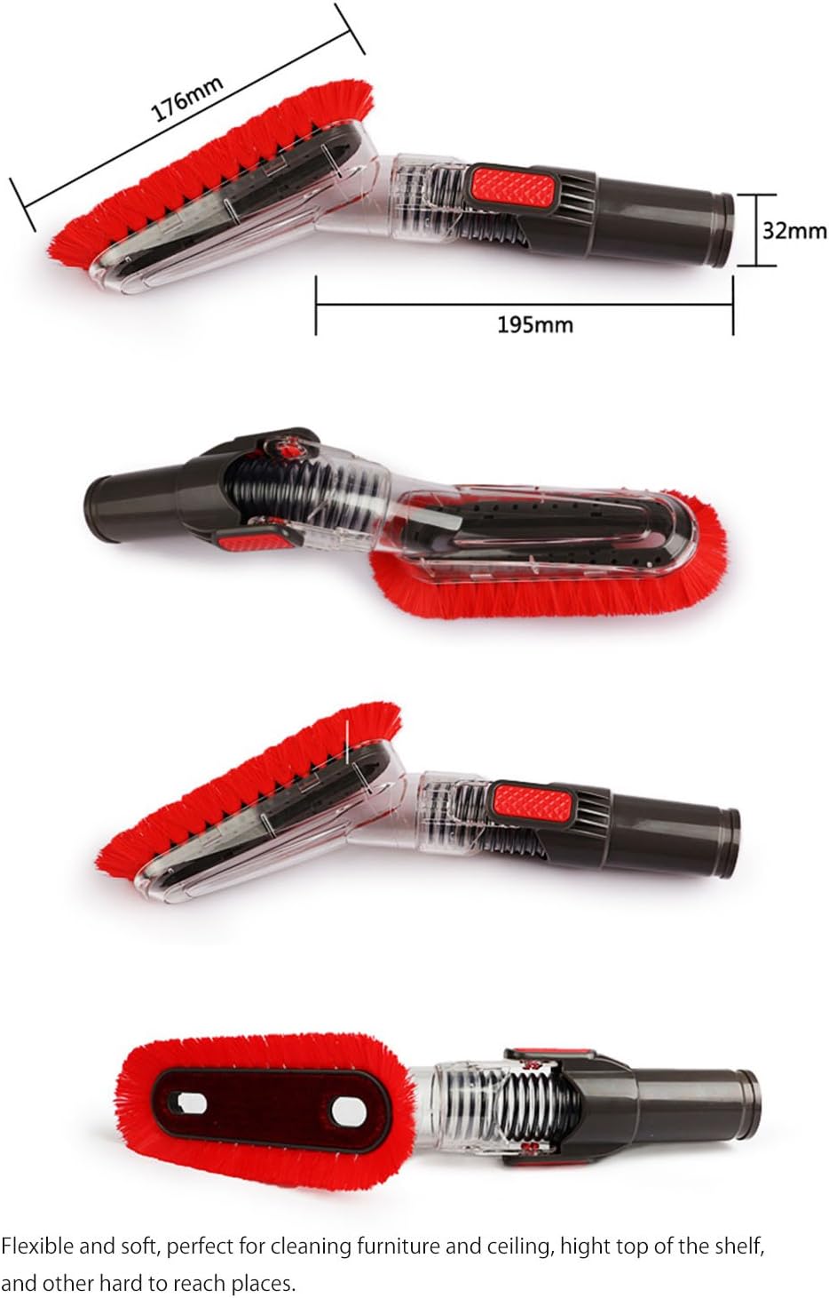GIBTOOL 1.25'' Vacuum Cleaner Turbo Attachment Wind Driven Floor Brush with Roller 32mm Attachment Perfect for Cleaning Rug or Carpet with Swivel Head and Wheels -