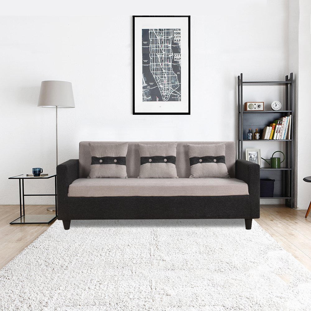 Furny Lifestyle 3 Seater Sofa Black Grey Amazonin Home Kitchen