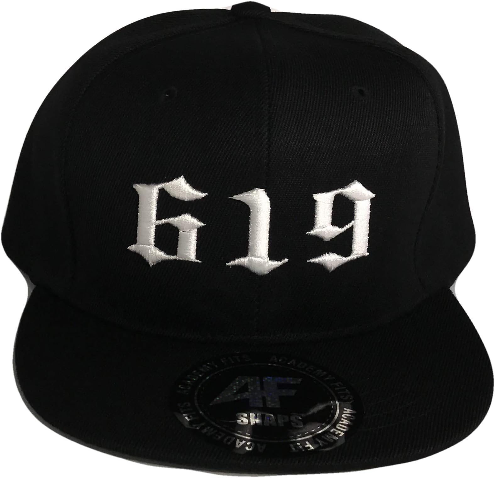 619 San Diego CA Area Code Snapback Baseball Cap(One Size, Black/White)