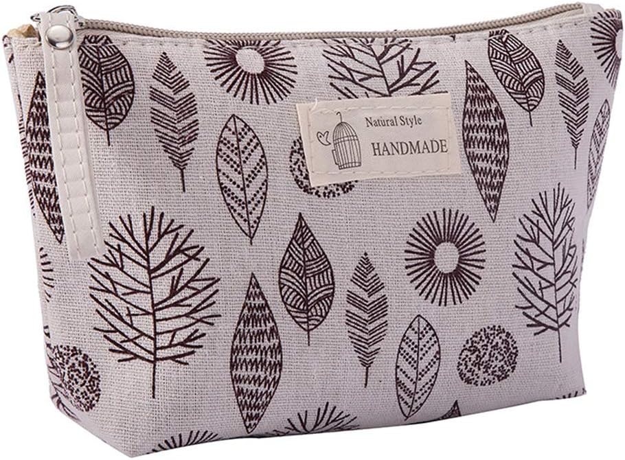 Milnut Multifunctional Canvas Pen Bag Pencil Case Makeup Tool Bag Storage Pouch Purse (Persimmon leaves)