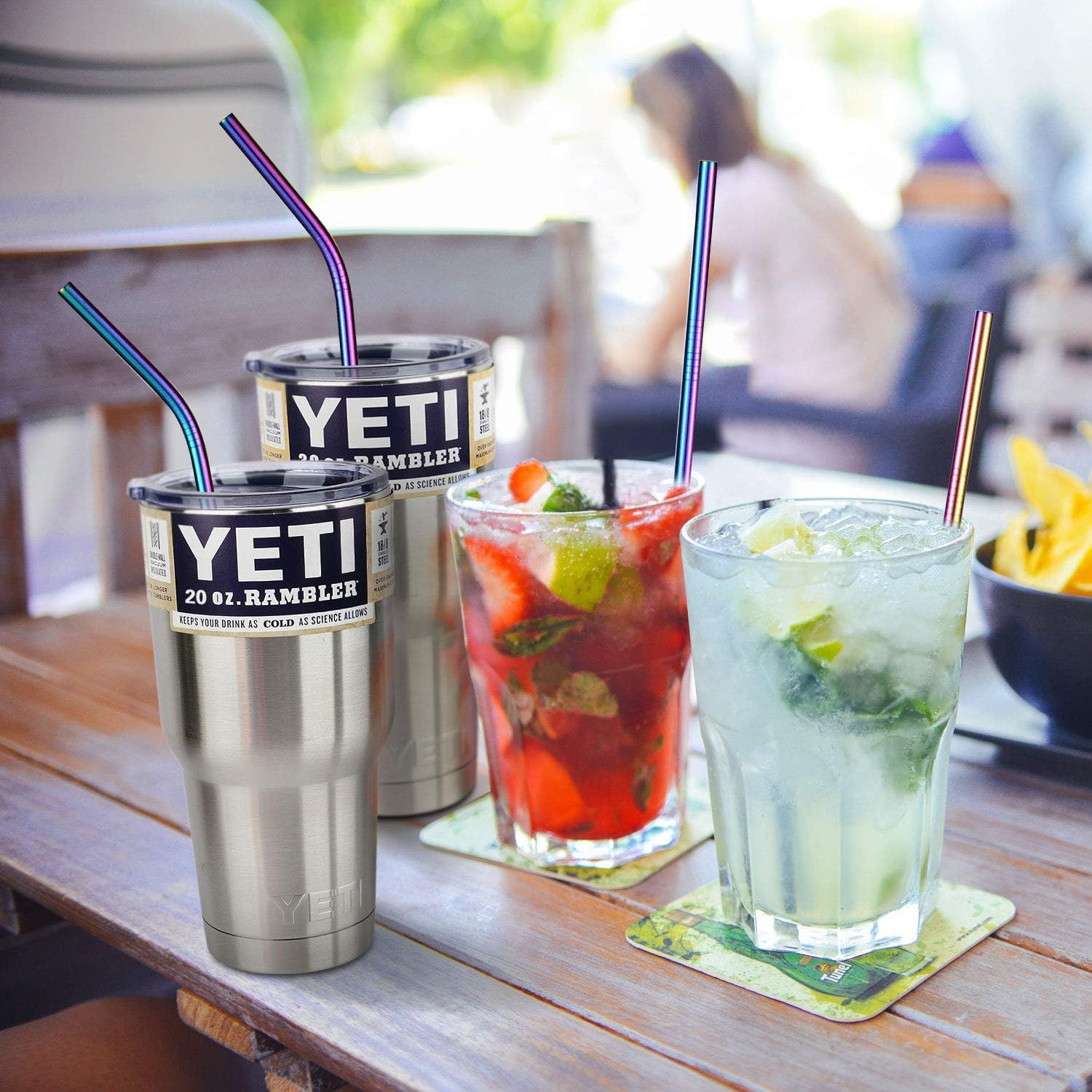 Metal Straws Stainless Steel Straws,Set of 8 10.5" 8.5" Reusable Rainbow Multi-Colored Drinking Straws for 30/20oz Tumbler Cold Beverage,Eco-friendly Metal Straws with 2 Cleaning Brushes 1 Case: Health & Personal Care