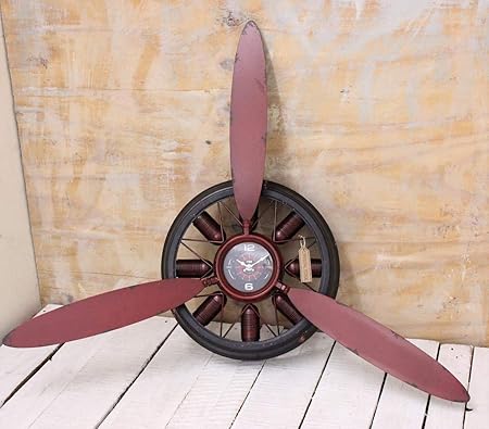 Retro Aereo Orologio Da Parete Elica Teenagers Nautico Cameretta Ragazzi Regalo Fiammella Pilota Rosso Amazon It Casa E Cucina