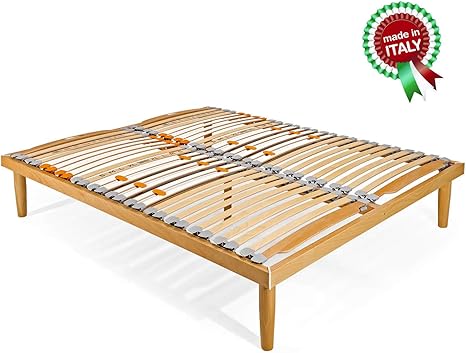 Rete Ortopedica In Legno Di Faggio 160x190 Cm - Alta 37 Cm, Con Dogle Basculanti - Made In Italy - Per Letti Matrimoniali - Foto 4