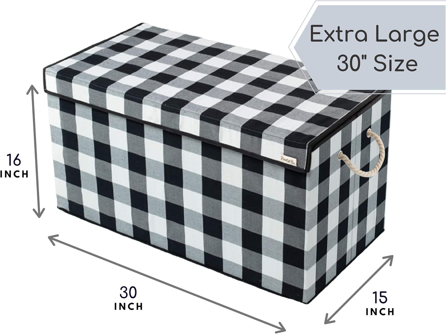 Nest & Be X-Large 30-inch Toy Storage Chest - Collapsible, Buffalo Plaid, Durable Sides w/Divider, and Attached, Flip-Top Lid. For Home Organization, Nursery, Kids playroom, Pet items, Closet: Home Improvement