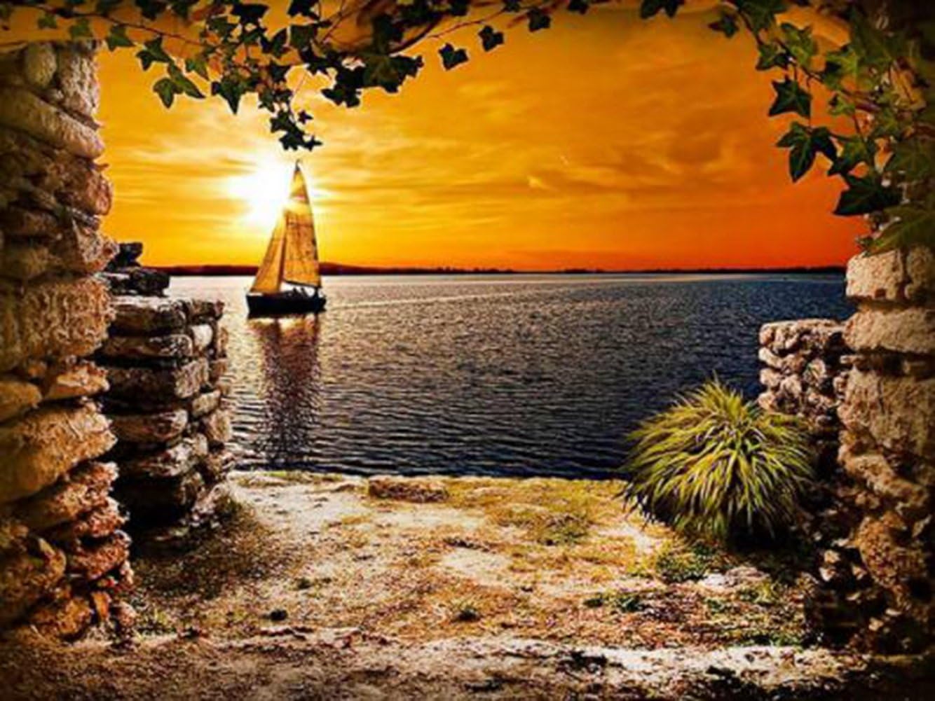 Sun Cling 5D Diamond Painting Kits Full Drill Diamond Embroidery, 12x16 Inches