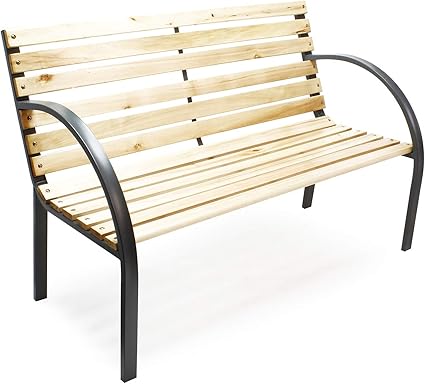 Banc De Jardin Banquette Anne En Bois Et Acier Design De Parc 2 Places Exterieur Terrasse Amazon Fr Bricolage