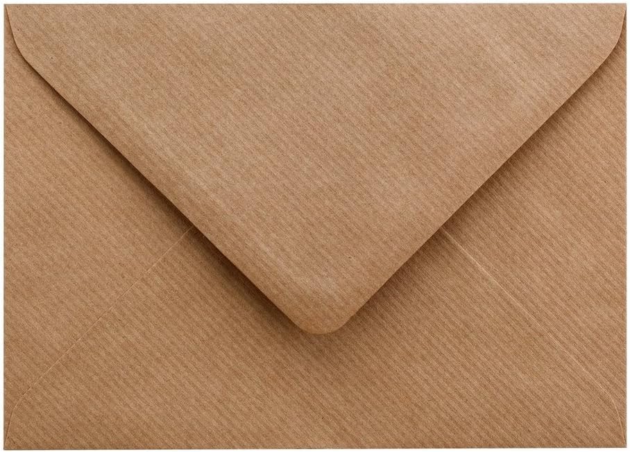 25 Pack C5 Ribbed Kraft Envelopes - 162mm x 229mm - Gummed 100gsm - A5 Fit - Eco-Friendly Natural Brown