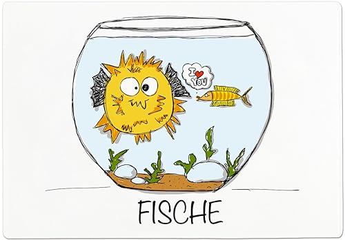 Cadouri Glasschneidebrett STERNZEICHEN FISCHE Schneidebrettchen?Frühstücksbrettchen - 28,5 x 20 x 0,4 cm