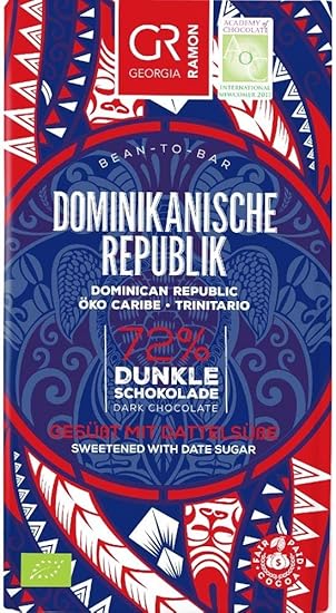 Bio-Dominikanische Republik Dunkle Schokolade 72% Dattelsüße I Georgia Ramon