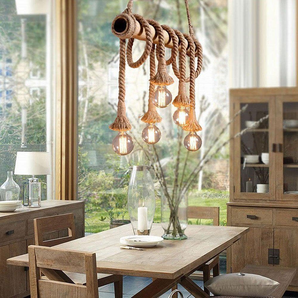 Retro Diy Hanfseile Hangeleuchte Industrielle Bamboo Seil Pendelleuchten Vintage Bambus Hangelampe 5 Flammig Edison Light Dekorative Kronleuchter Fur Cafe Restaurant Wohnzimmer Esszimmer Bar E27 Max 40w Amazon Co Uk Lighting