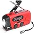 Esky Solar Hand Crank Self Powered Emergency Radio with LED Flashlight and 1000mAh Power Bank