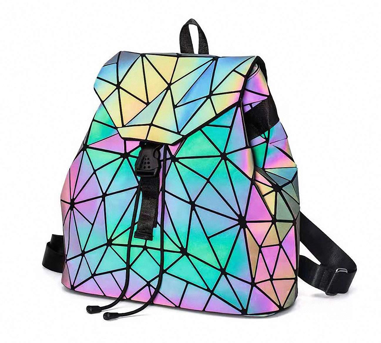 Ulalaza Geometric Luminous Tote Bag Holographich Purses and Handbags Flash Reflactive Crossbody Bag for Women