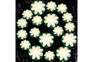 Hortsun 18 Pcs Floating Pool Lights Artificial Lotus Lamp Waterproof with Water Lily Pad LED Lights for Garden Pond Decor(White)