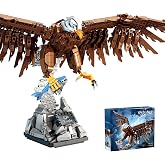 HJPLPXH Bald Eagle Building Blocks Set - Realistic Bird Animal Model | Realistic 3D Bald Eagle Building Set with Detailed Wings Display Stand Animal Building Blocks for Adults Teens and Eagle Fans