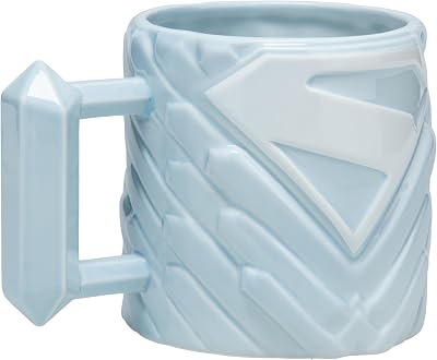 DC Comics Superman Fortress of Solitude 650 ml chávena cerâmica oficialmente licenciada, tamanho grande para chá, chocolate quente e mais, presente para fãs de super-heróis