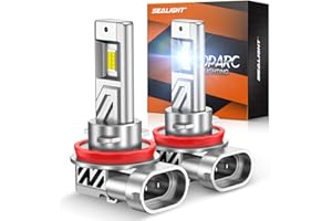 SEALIGHT H9/H11/H8 Bulb, 800% 44,000LM 6500K Output Canbus Ready, H11 H8 LED Bulbs For Powersports IP68 60000Hrs Lifespan, 1：1 Size 3Mins Installation, 2 Pack