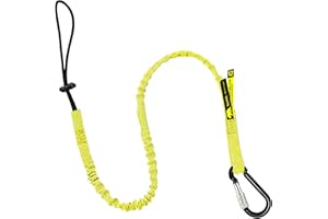 BearTOOLS Tool Lanyard with Buckle Strap – Clip Bungee Cord – Heavy Duty Screw Locking Carabiner – Fall Protection and Safety – Adjustable Loop End – Tough Tether – Construction - 0921YS (1 Pack)