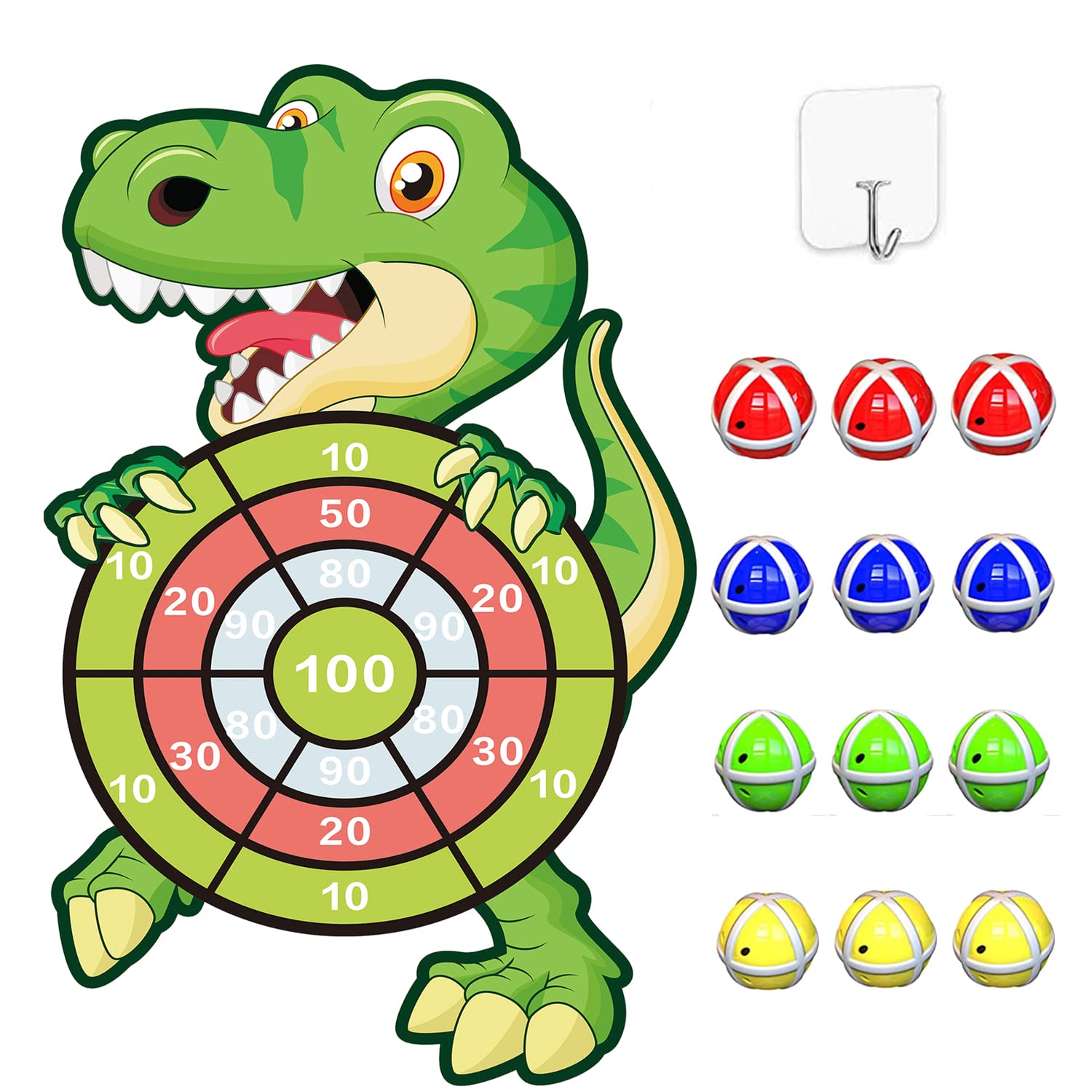 30" Dinosaur Toys for Boys, Dart Board Kids Toys 3-8 Year Old Boys with 12 Sticky Balls Toys for 4-9 Year Old Kids Birthday Gifts Xmas Stocking Fillers for Age 3-9Dinosaur Gifts Garden Games Christmas
