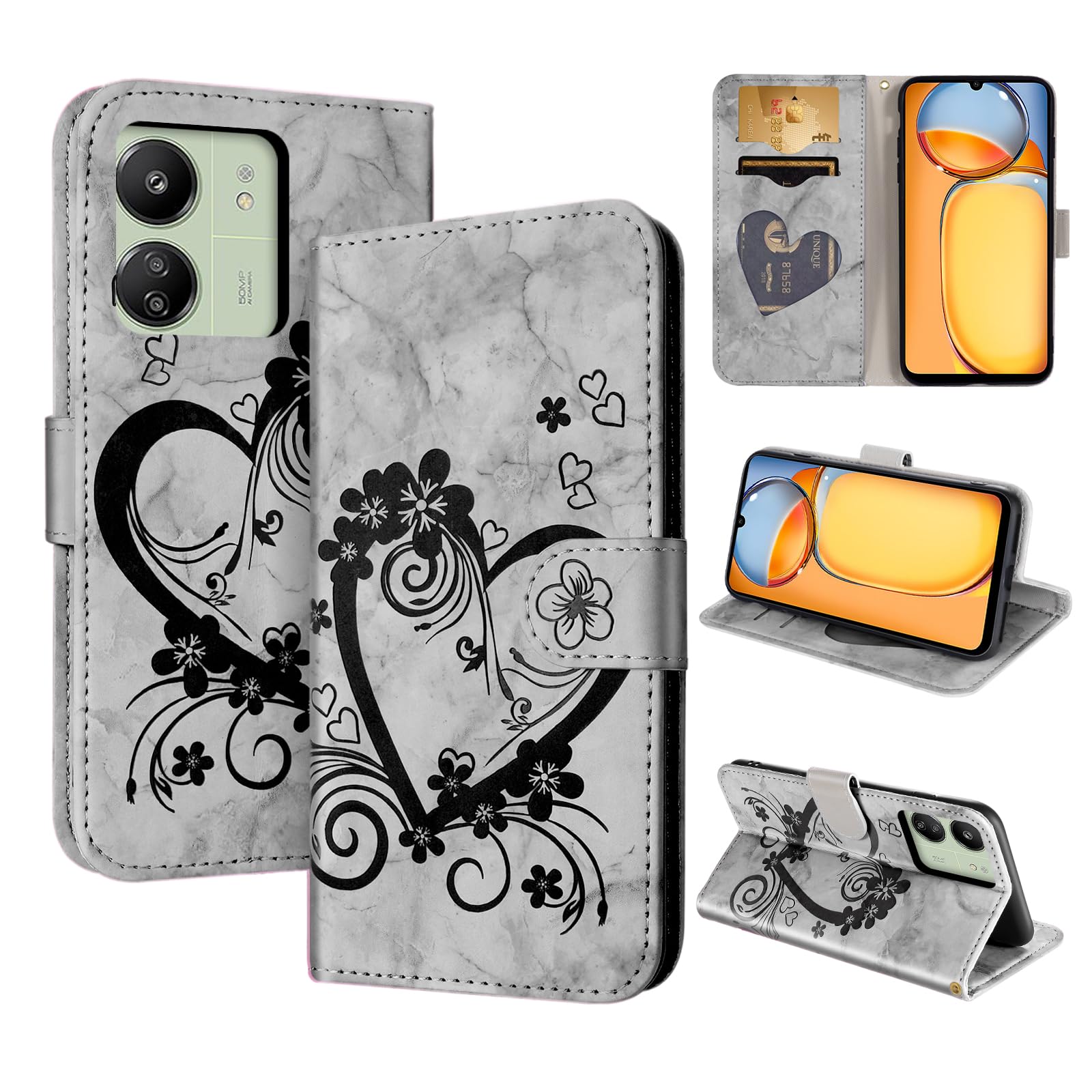 CASAFUNY Case for Xiaomi Redmi 13C 4G, Xiaomi Poco C65 Protective Wallet Case Cover Magnetic Closure Flip Case for Xiaomi Redmi 13C 4G, Black — image 1