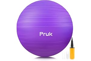 PRUK Exercise Ball Yoga Ball, Thick Anti-Slip Pilates Ball for Pregnancy Birthing, Workout and Core Training, Anti-Burst Fitness Ball with Air Pump, Suitable for Home Gym Office