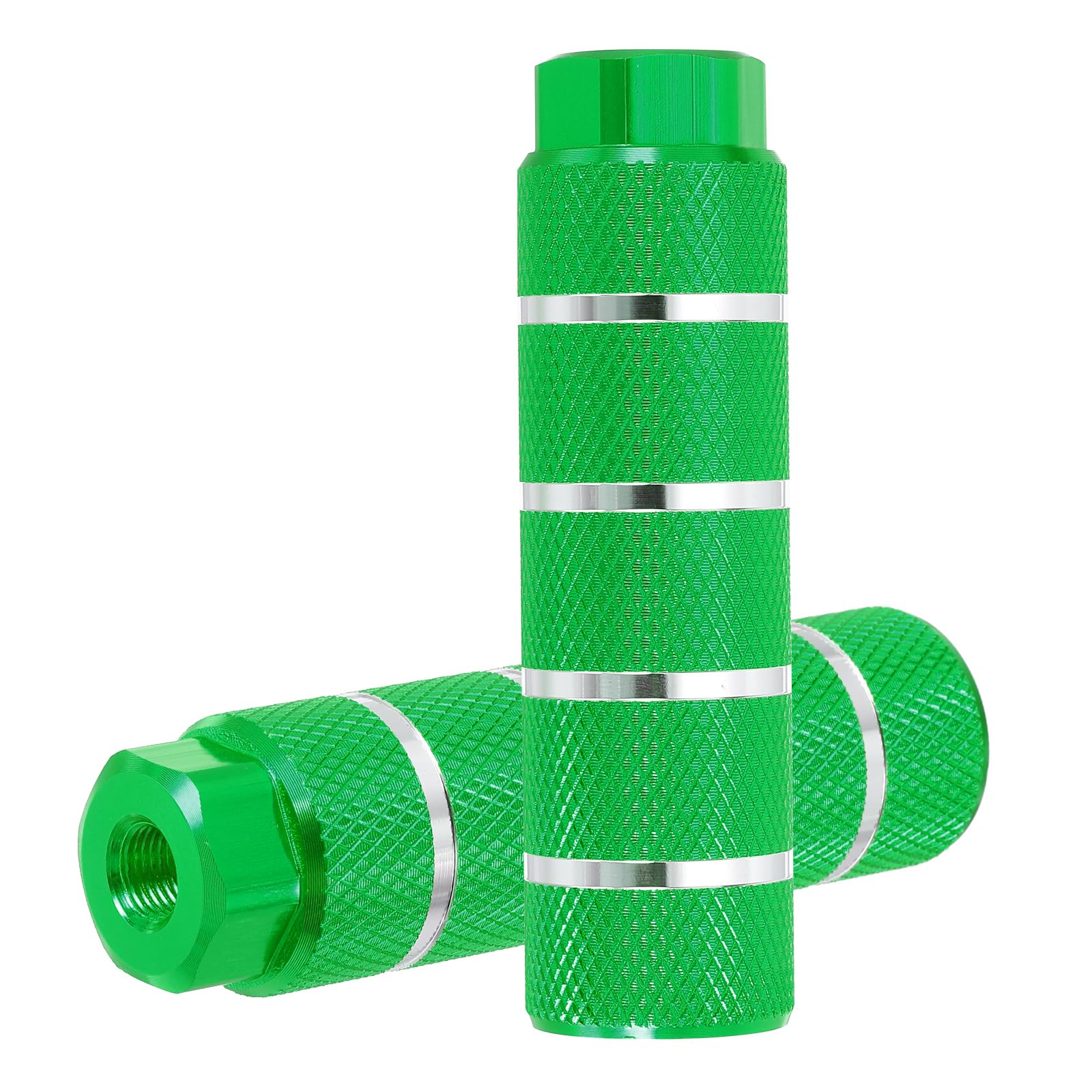 PATIKIL Aluminum Alloy Stripe Bike Pegs Fit 3/8 inch Axles, 2 Pack Anti-Skid lead Foot Bicycle Pegs Back Seat Stands for BMX Mountain Bike Cycling Rear Stunt Pegs, Green